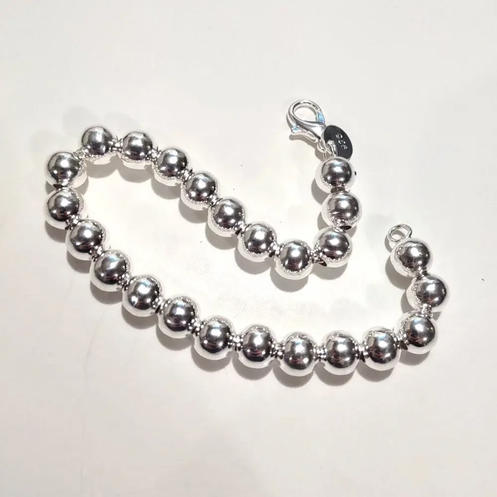 925 Silver Pearl Bracelet Sterling Silver Jewelry Christmas Birthday Gift New!!